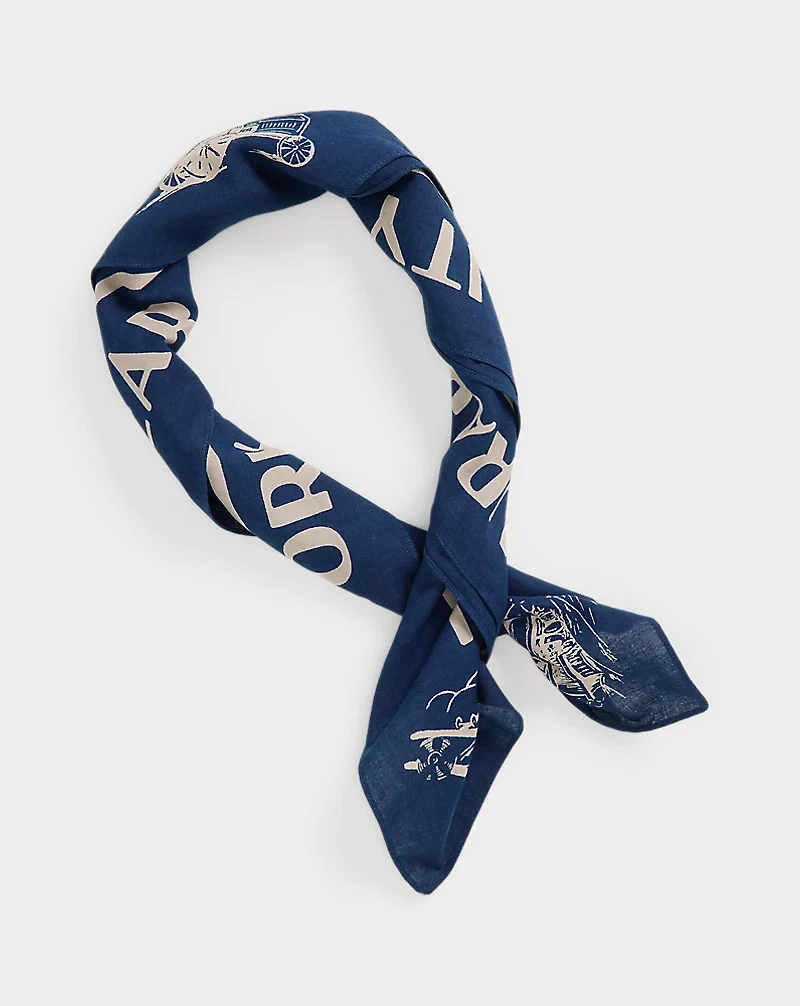 Indigo Cotton Graphic Bandanna