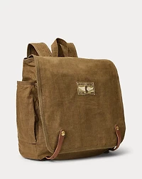 Leather-Trim Oilcloth Backpack