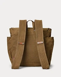 Leather-Trim Oilcloth Backpack