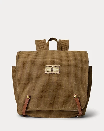 Leather-Trim Oilcloth Backpack