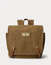 Leather-Trim Oilcloth Backpack