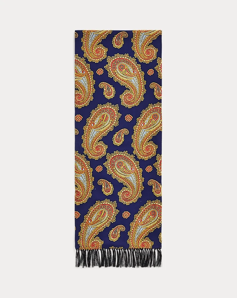 Tasseled Paisley-Print Scarf