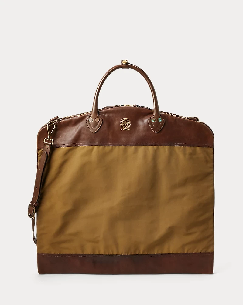 Leather-Trim Oilcloth Garment Bag