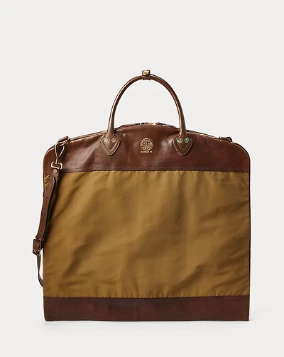 Leather-Trim Oilcloth Garment Bag