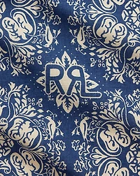 Indigo Floral-Print Cotton Bandanna