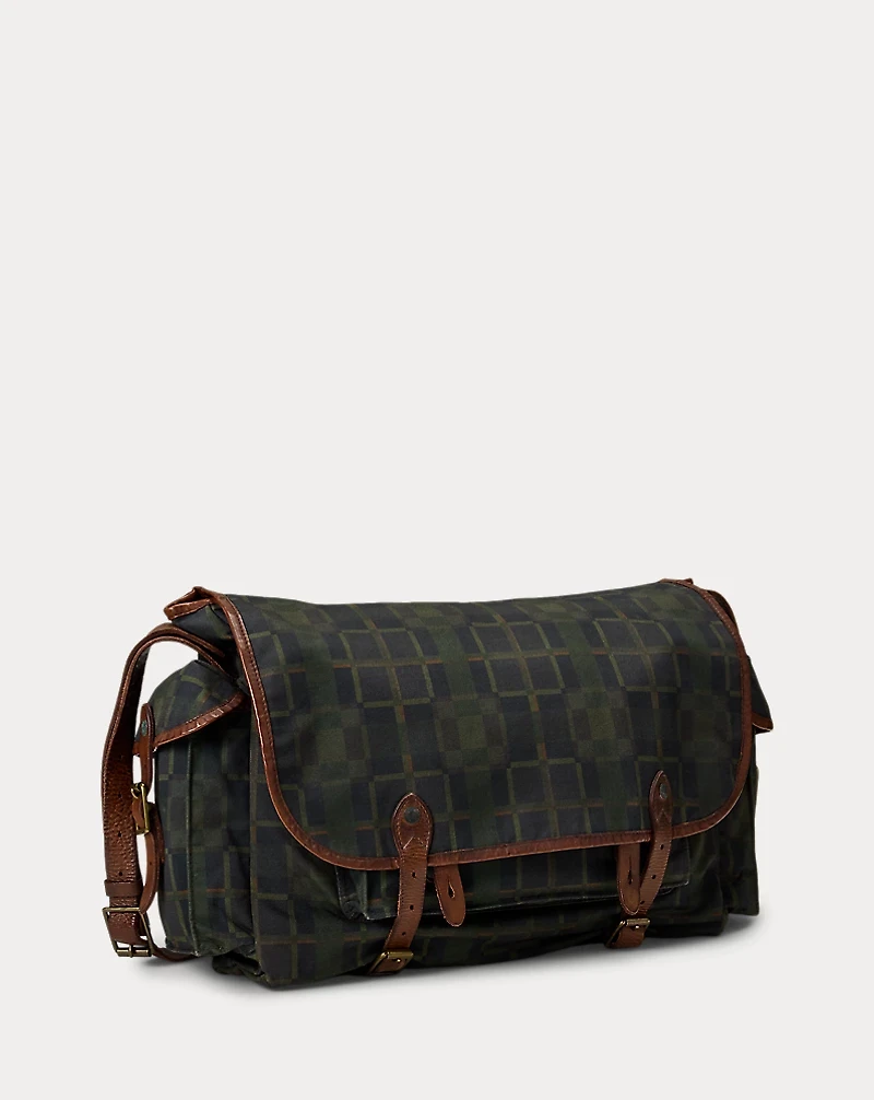 Check-Print Oilcloth Messenger Bag