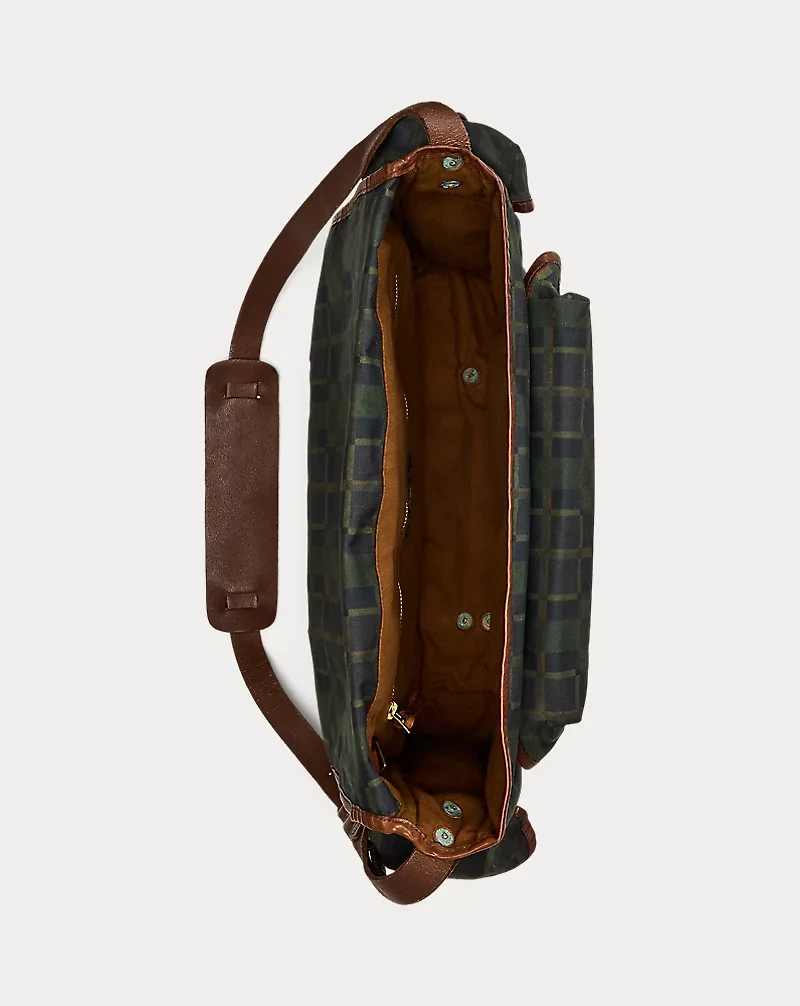 Check-Print Oilcloth Messenger Bag