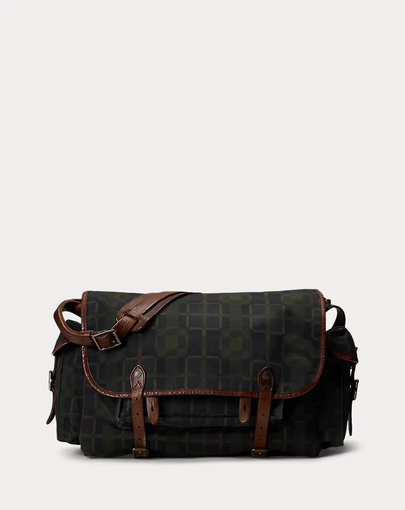 Check-Print Oilcloth Messenger Bag