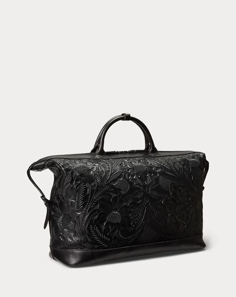 Hand-Tooled Leather Weekender Bag