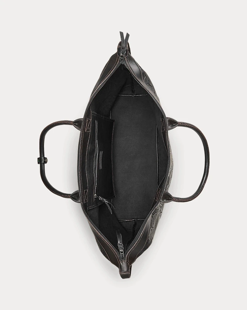 Hand-Tooled Leather Weekender Bag