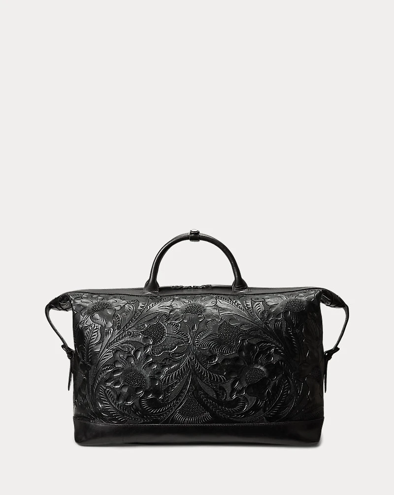 Hand-Tooled Leather Weekender Bag