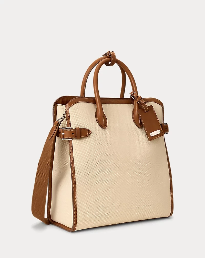 Bedford Calfskin-Trim Canvas Tote