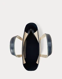 Leather-Trim Canvas Medium Shopper Tote