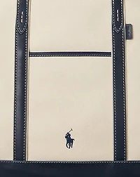 Leather-Trim Canvas Medium Shopper Tote