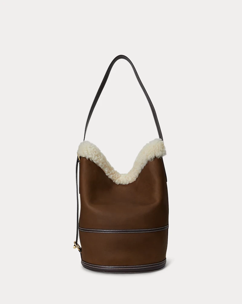 Bellport Shearling Sling Bucket Bag