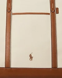Leather-Trim Canvas Large Shopper Tote