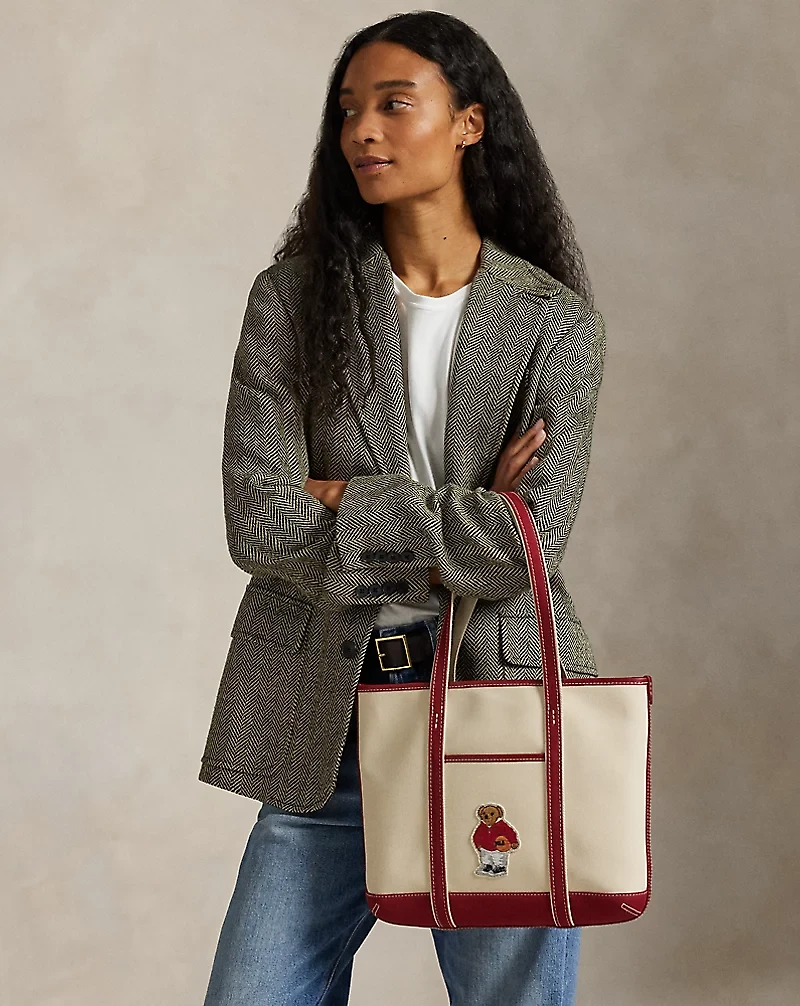 Polo Bear Canvas Small Shopper Tote