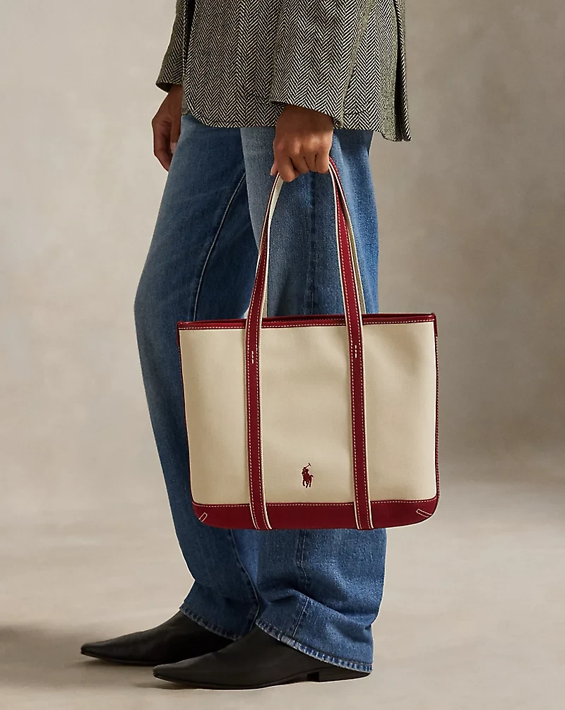 Polo Bear Canvas Small Shopper Tote