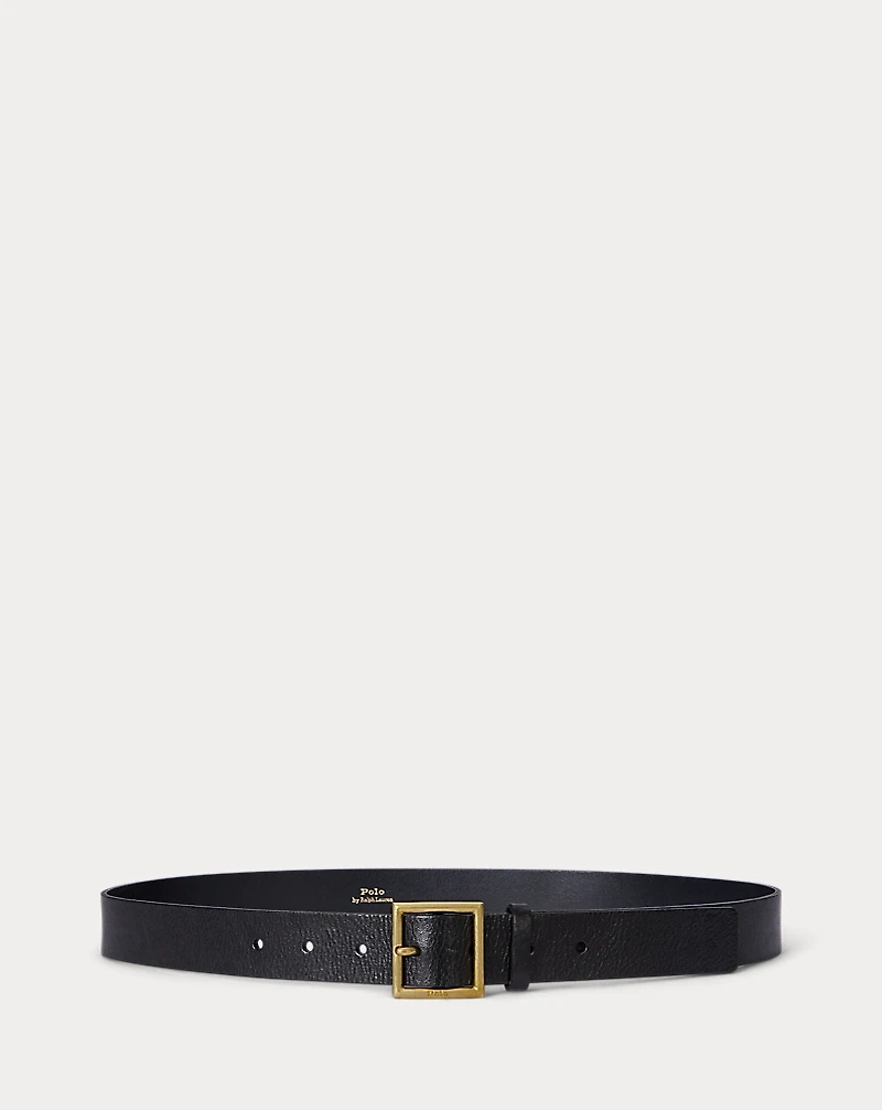 Square-Buckle Leather Belt