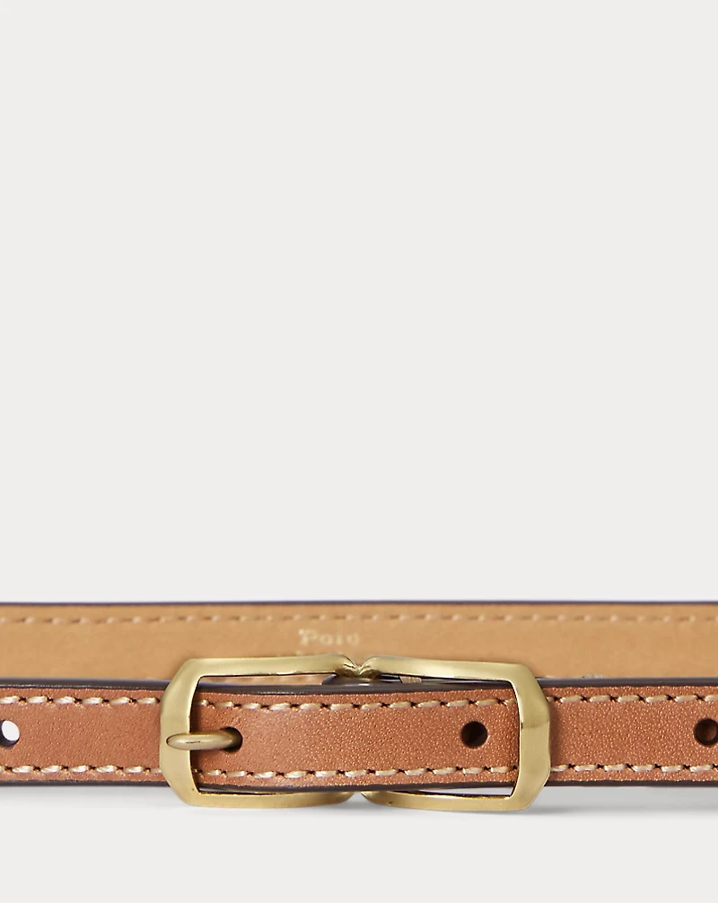 Double-Buckle Leather Belt