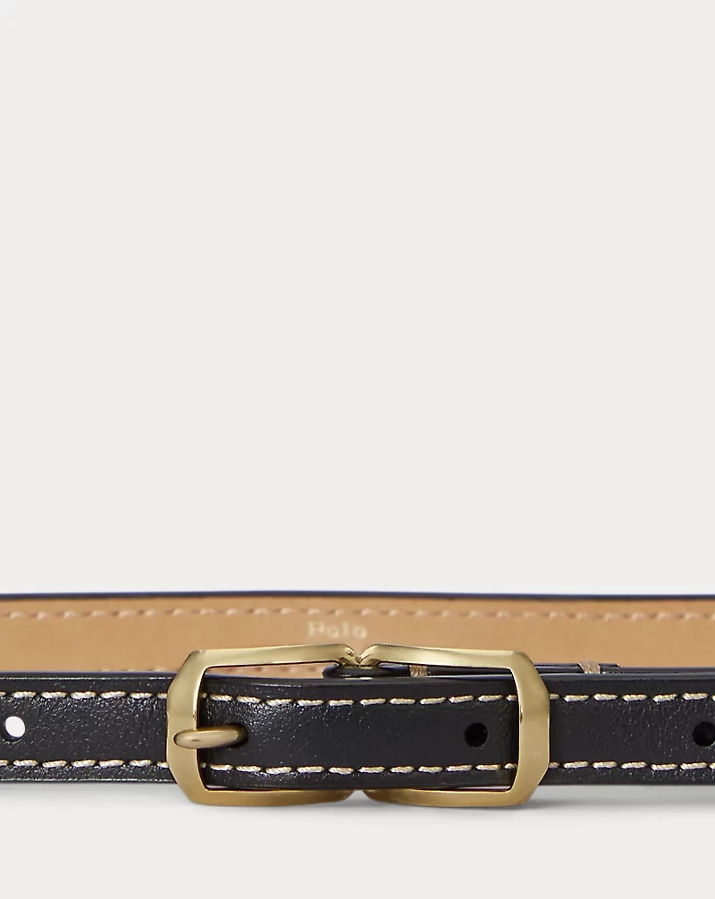 Double-Buckle Leather Belt