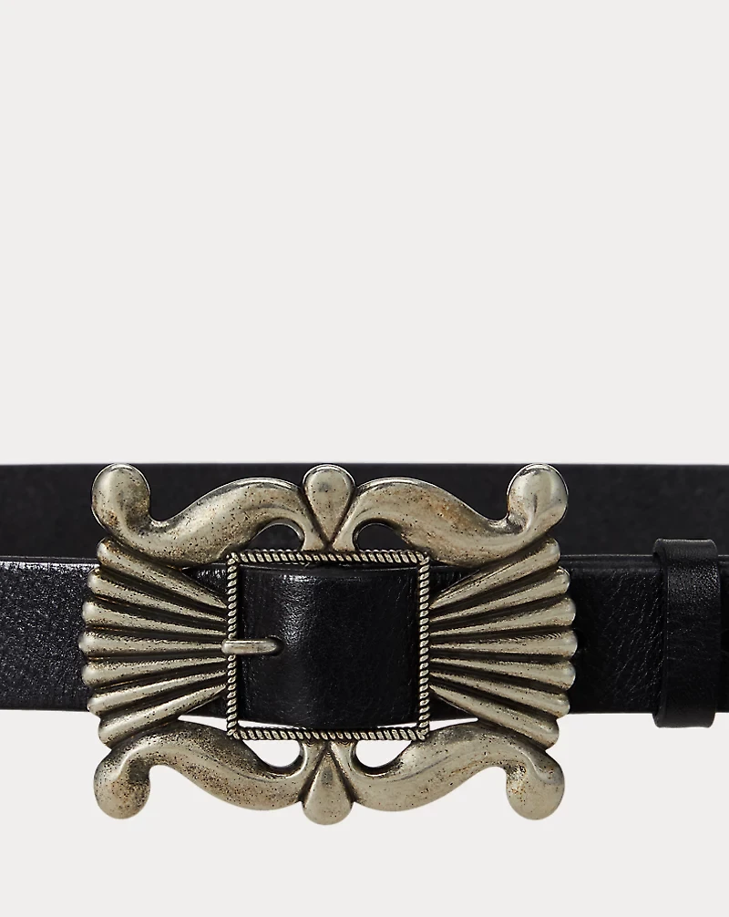 Decorative-Buckle Leather Belt