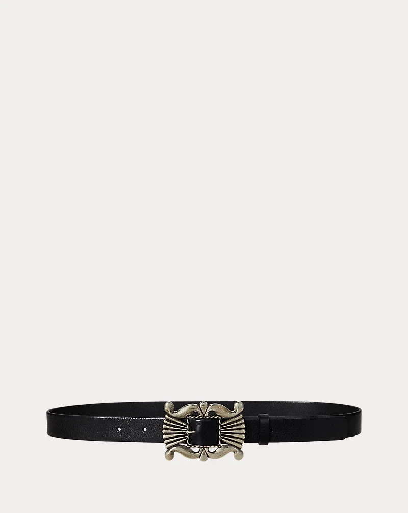 Decorative-Buckle Leather Belt