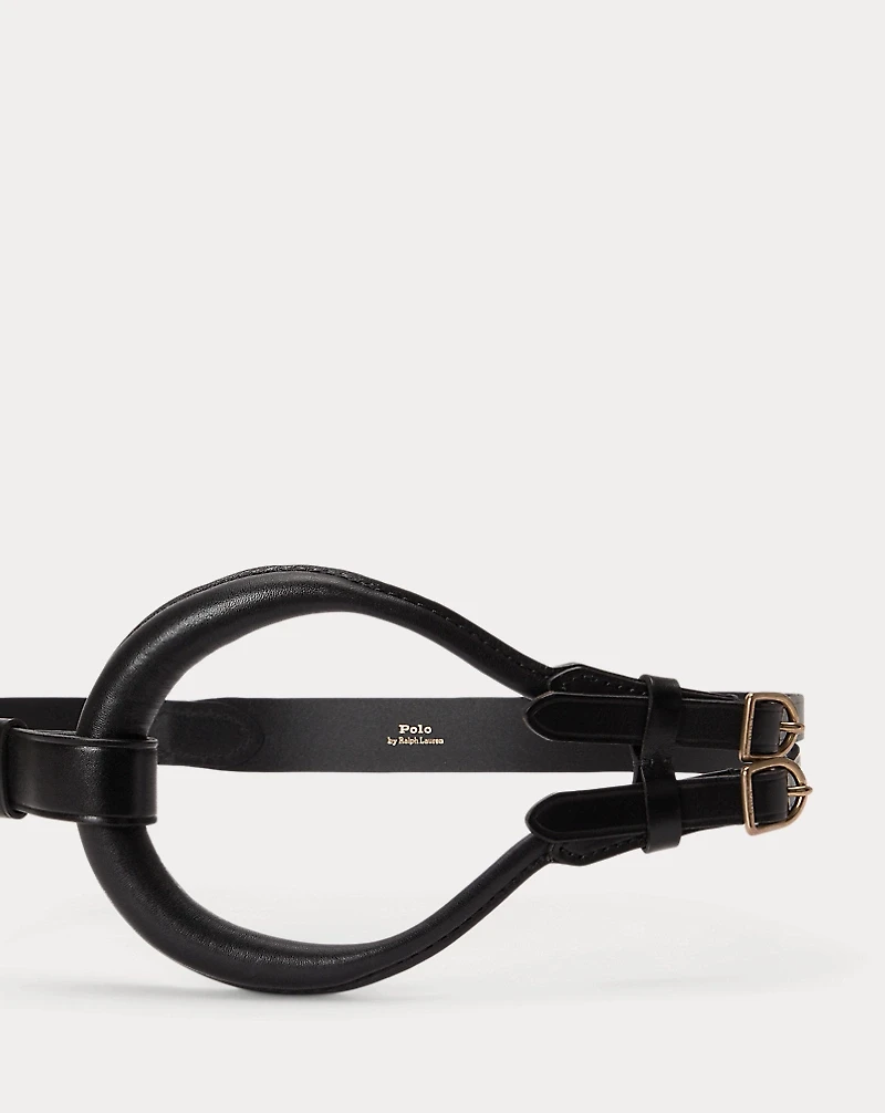 Double-Buckle Equestrian Leather Belt