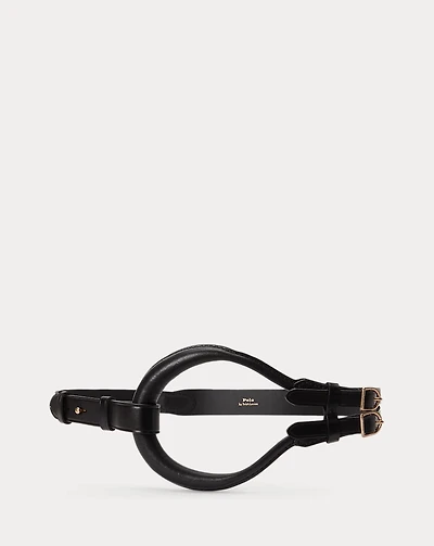 Double-Buckle Equestrian Leather Belt
