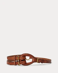 Triple-Buckle Equestrian Leather Belt
