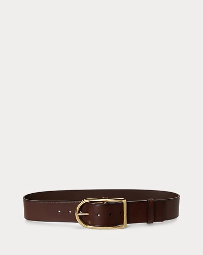 Curved-Buckle Leather Belt