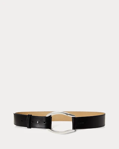 Stirrup-Buckle Wide Leather Belt
