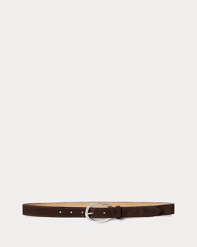 Stirrup-Buckle Calfskin Suede Belt