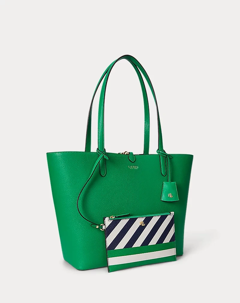 Faux-Leather Large Reversible Tote Bag