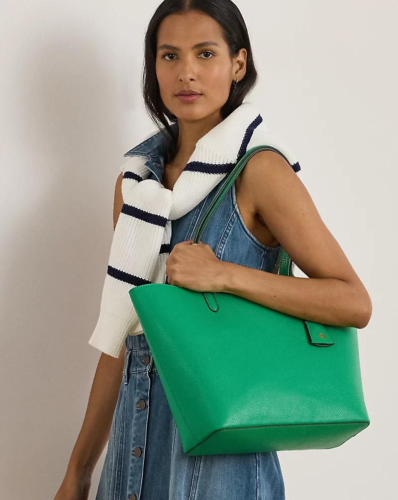 Faux-Leather Large Reversible Tote Bag