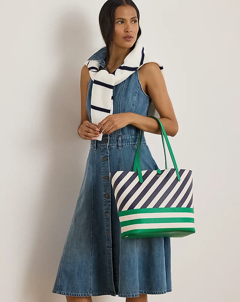 Faux-Leather Large Reversible Tote Bag