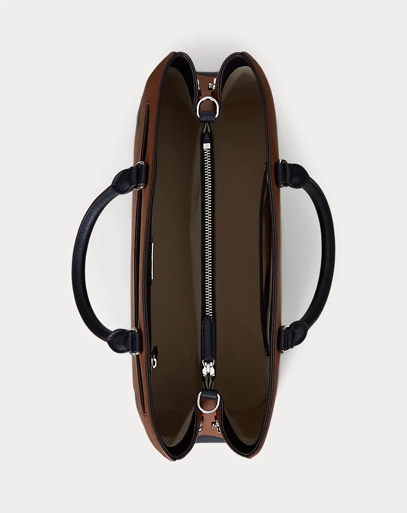 Striped Leather Large Hanna Satchel
