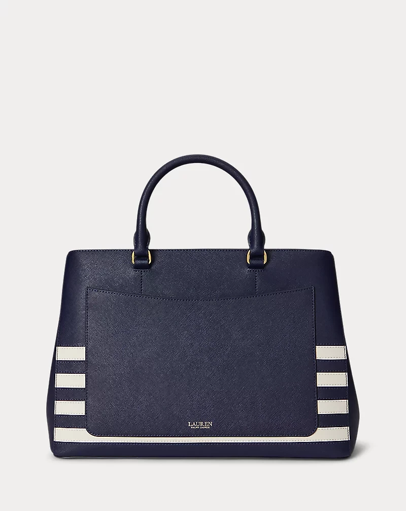 Striped Leather Large Hanna Satchel