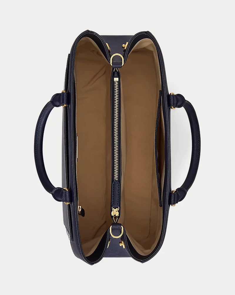 Striped Leather Large Hanna Satchel