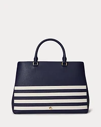 Striped Leather Large Hanna Satchel