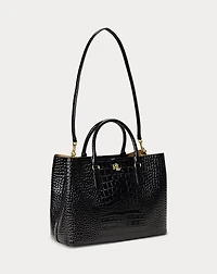 Embossed Leather Large Marcy Satchel