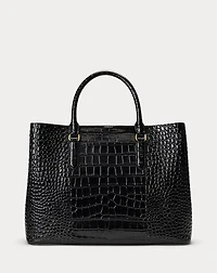 Embossed Leather Large Marcy Satchel