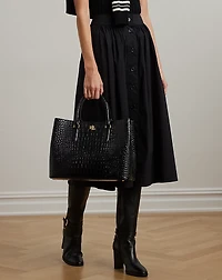 Embossed Leather Large Marcy Satchel