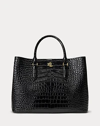 Embossed Leather Large Marcy Satchel