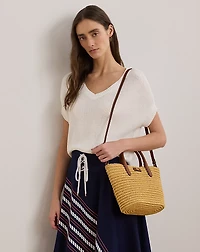 Woven Straw Medium Brie Tote Bag