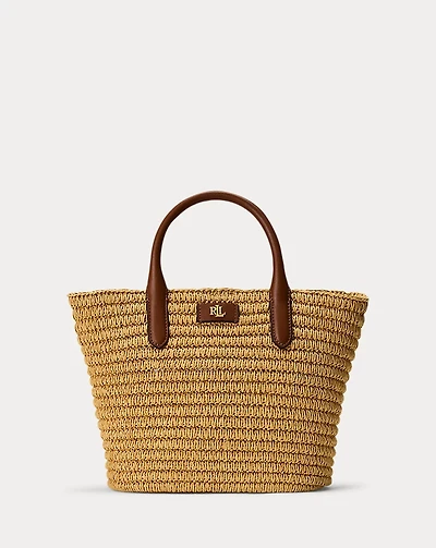 Woven Straw Medium Brie Tote Bag