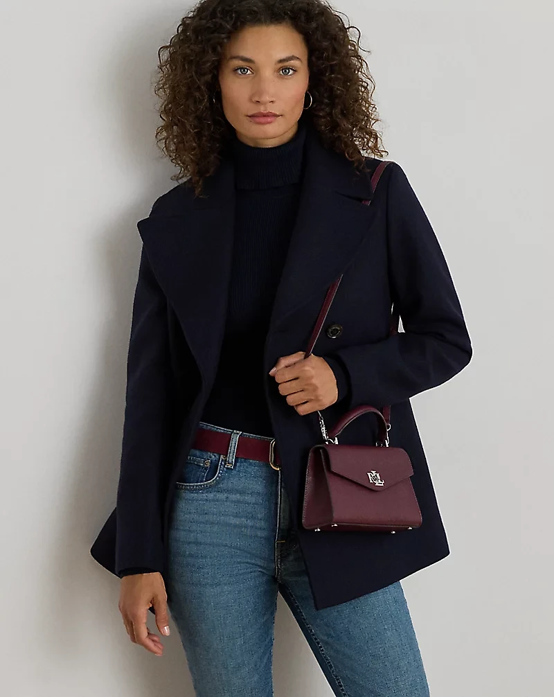 Textured Leather Small Farrah Satchel