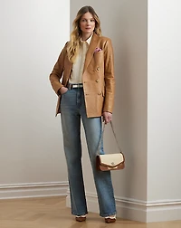 Straw & Leather Medium Sawyer Bag