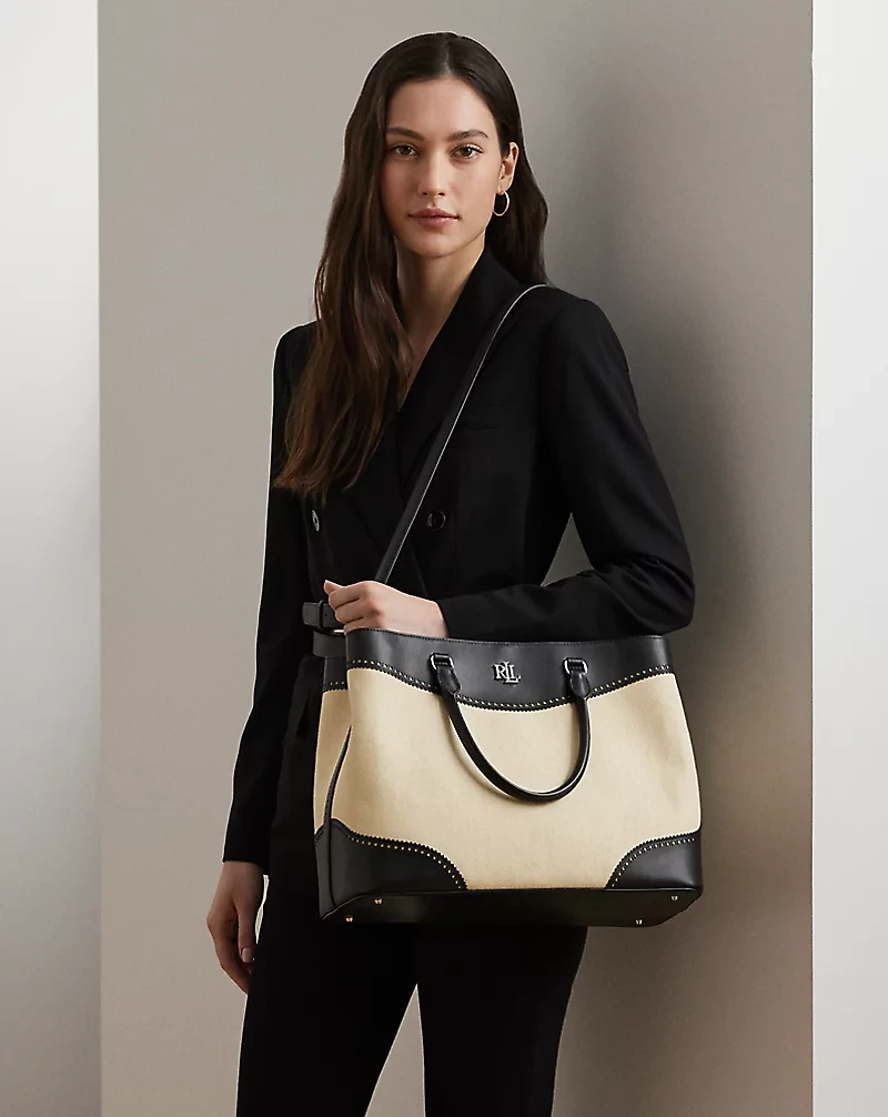 Straw & Leather Large Marcy Satchel