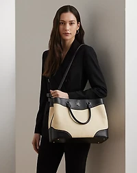 Straw & Leather Large Marcy Satchel